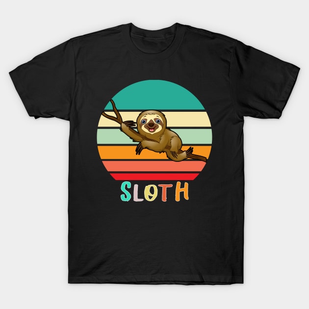 Vintage Retro Sloth T-Shirt by adrinalanmaji